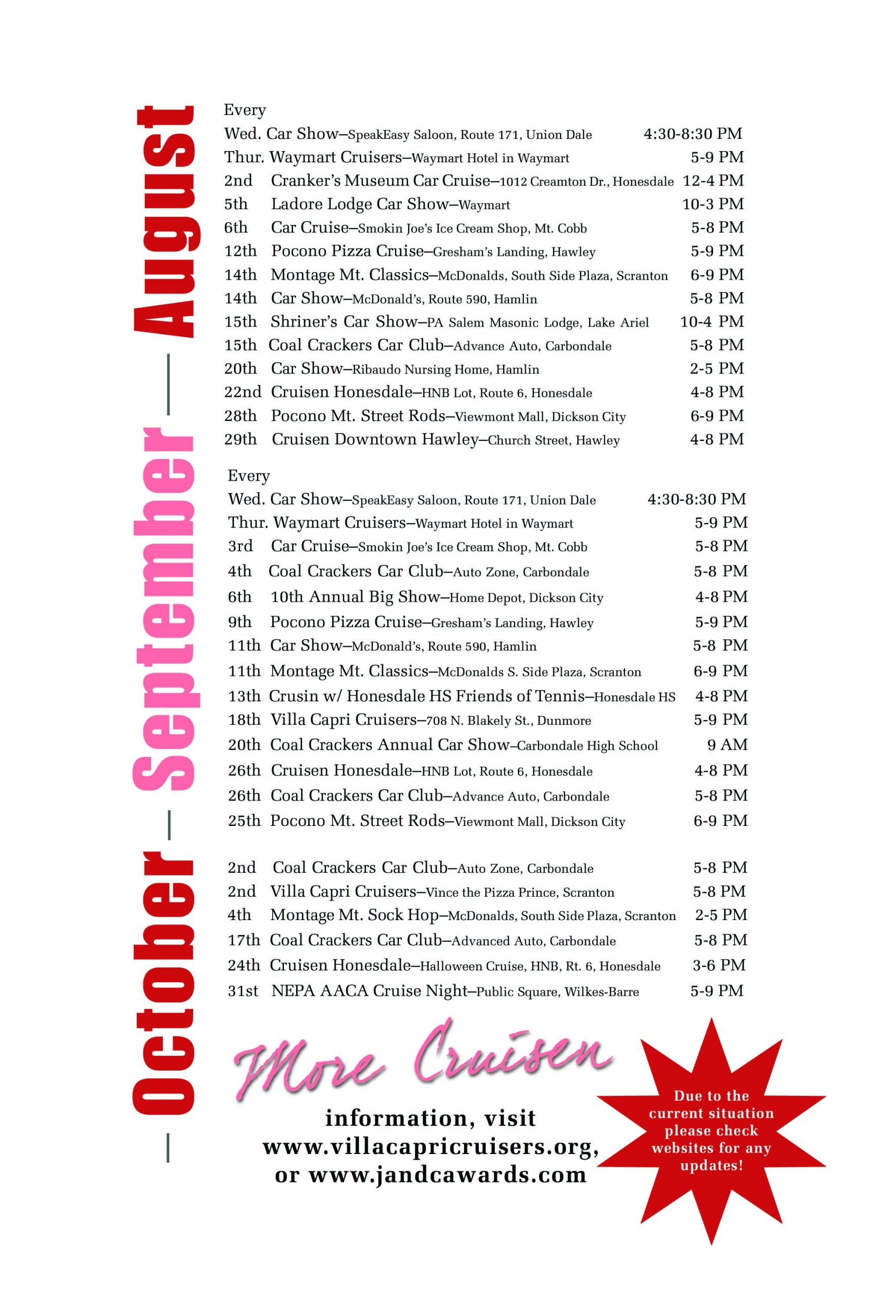 Car Cruise Schedule Connections Magazine